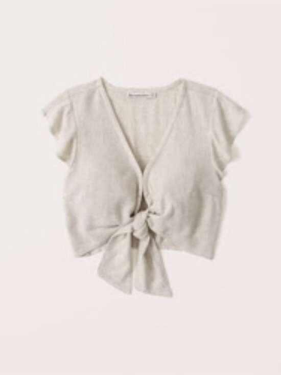 Abercrombie & Fitch Tops - NWT Abercrombie & Fitch Women's Tie-Front Linen Blend Ruffle Sleeve Top